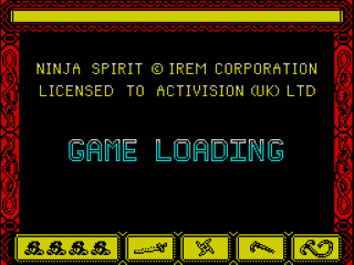Ninja Spirit title screen for ZX Spectrum